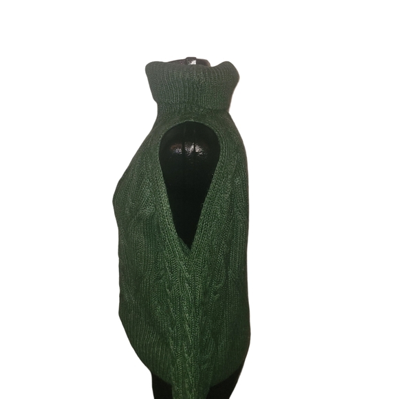 Suzy Shier Forest Green Knit Cold Shoulder Turtleneck Sweater M - Picture 5 of 8